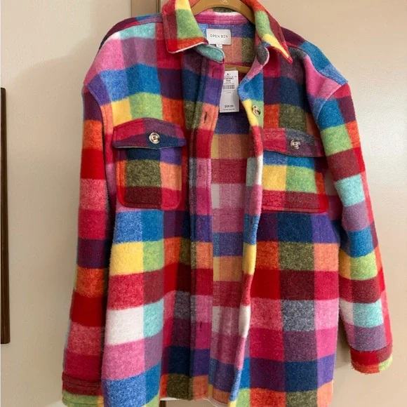 Colorful Plaid Shacket - Picture 1 of 2